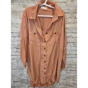 Zoye Chen Green 3/4 Sleeve Button Up Blouse Swim Cover Up Women’s Size Small